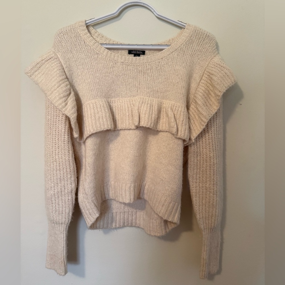 Wild Fable Cream Ruffle Sweater
